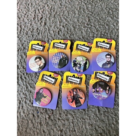 Vintage Y2K Ozzy Osbourne Prince of Darkness Family Pin Set Of 7 - Picture 1 of 4